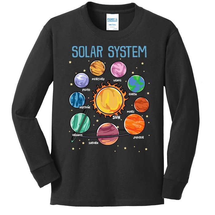 Solar System Planets Science Space Stem Kids Long Sleeve Shirt