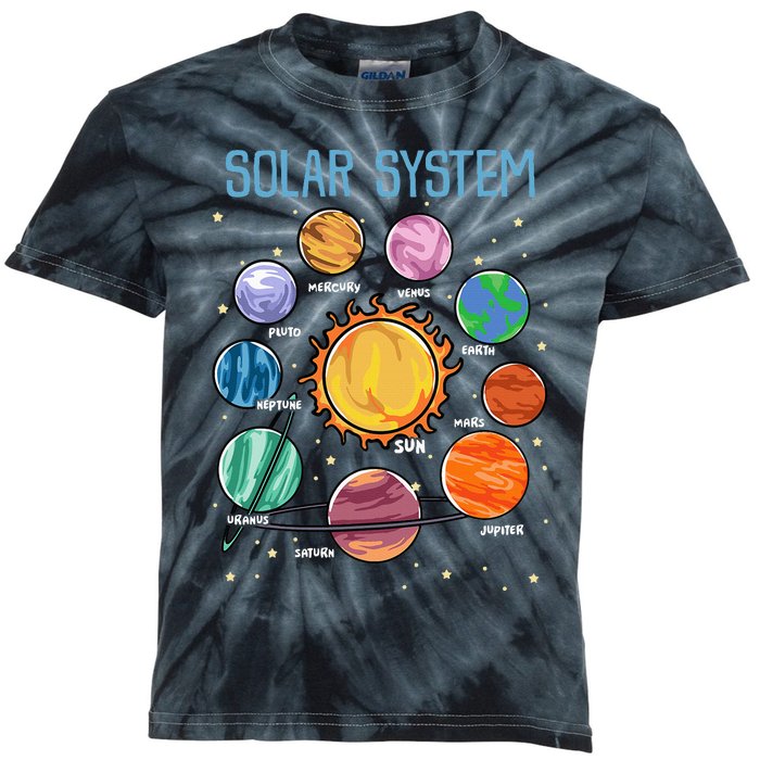 Solar System Planets Science Space Stem Kids Tie-Dye T-Shirt