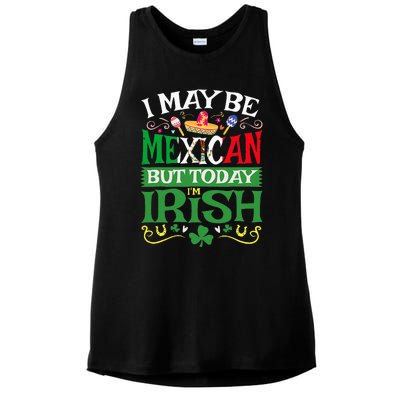 St Saint Patrick's Day Mexican Latino Beer Shamrock Ladies PosiCharge Tri-Blend Wicking Tank