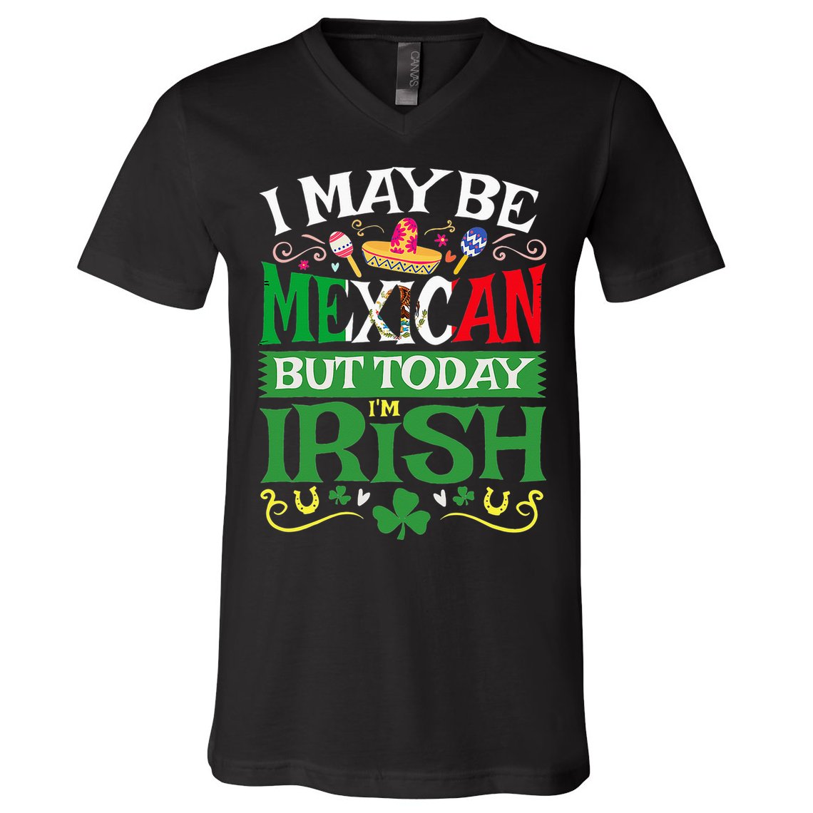 St Saint Patrick's Day Mexican Latino Beer Shamrock V-Neck T-Shirt