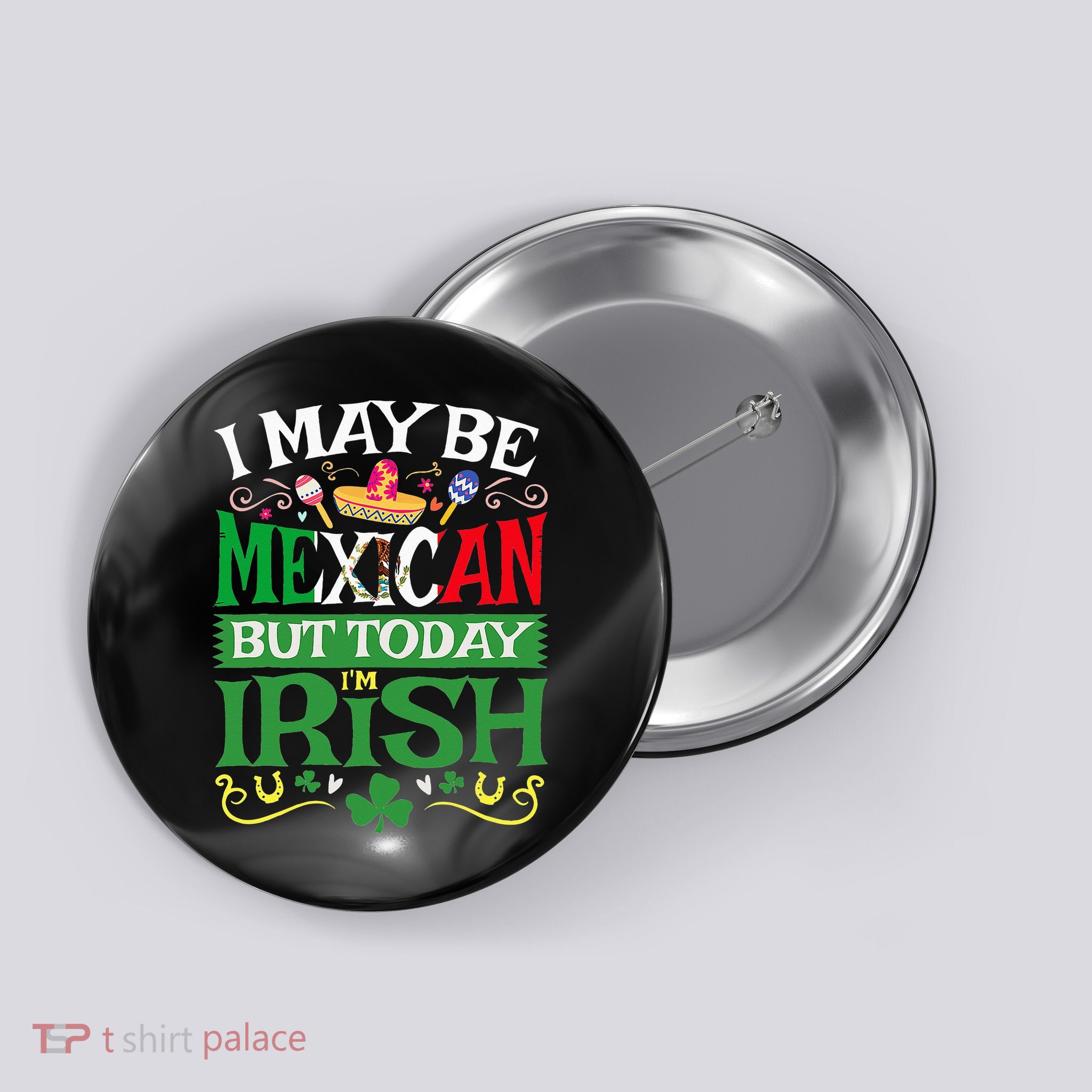 St Saint Patrick's Day Mexican Latino Beer Shamrock Button