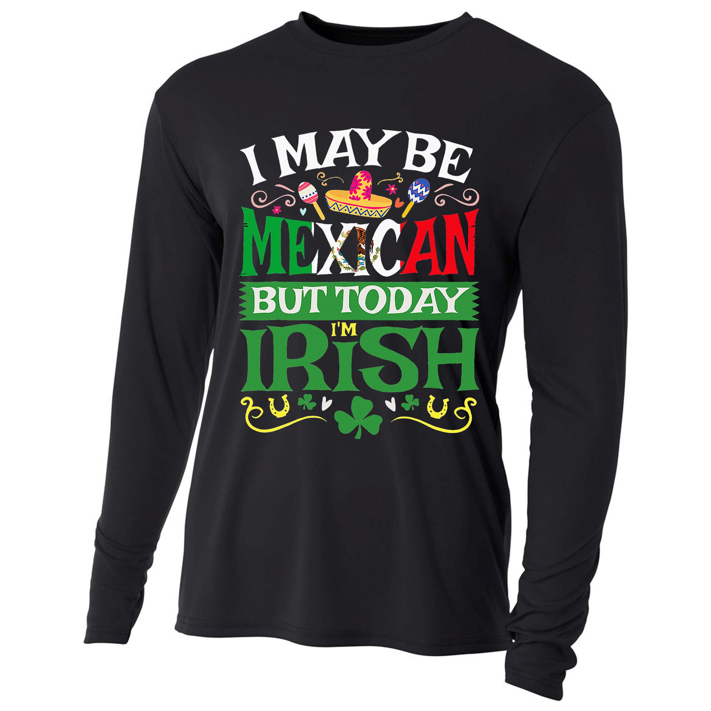 St Saint Patrick's Day Mexican Latino Beer Shamrock Cooling Performance Long Sleeve Crew