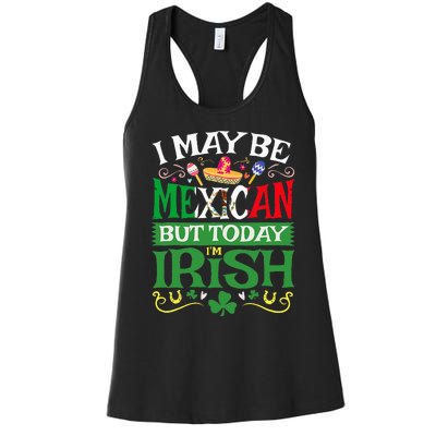 St Saint Patrick's Day Mexican Latino Beer Shamrock Women's Racerback Tank