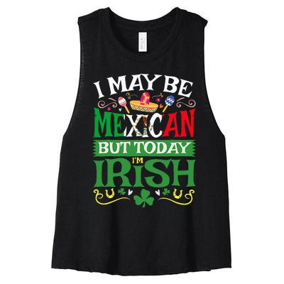 St Saint Patrick's Day Mexican Latino Beer Shamrock Women's Racerback Cropped Tank