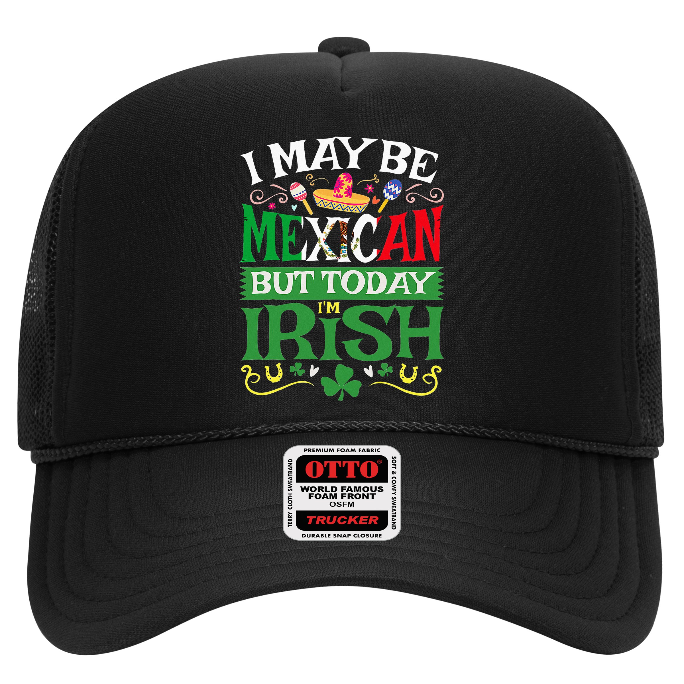 St Saint Patrick's Day Mexican Latino Beer Shamrock Trucker Hat