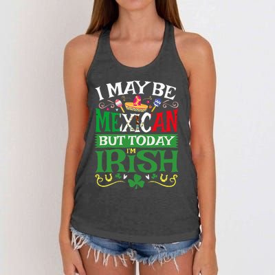 St Saint Patrick's Day Mexican Latino Beer Shamrock Women's Knotted Racerback Tank