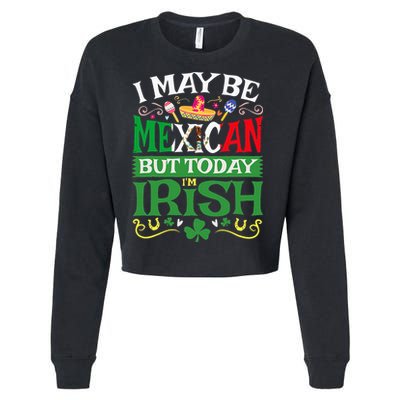 St Saint Patrick's Day Mexican Latino Beer Shamrock Cropped Pullover Crew