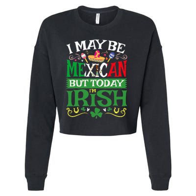 St Saint Patrick's Day Mexican Latino Beer Shamrock Cropped Pullover Crew