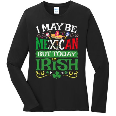 St Saint Patrick's Day Mexican Latino Beer Shamrock Ladies Long Sleeve Shirt