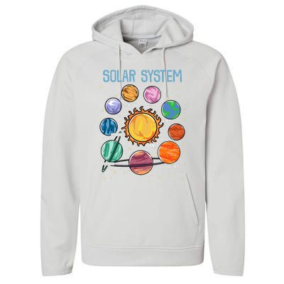 Solar System Planets Science Space Astronomy Performance Fleece Hoodie