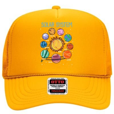 Solar System Planets Science Space Astronomy High Crown Mesh Back Trucker Hat