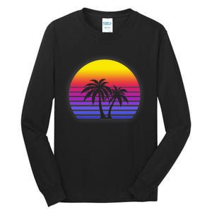 Synthwave Sun Palm Trees Tall Long Sleeve T-Shirt