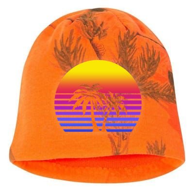 Synthwave Sun Palm Trees Kati - Camo Knit Beanie