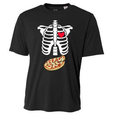 Spooky Skeleton Pizza Xray Perfect for Expecting Dads Cooling Performance Crew T-Shirt