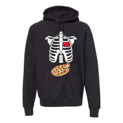 Spooky Skeleton Pizza Xray Perfect for Expecting Dads Premium Hoodie