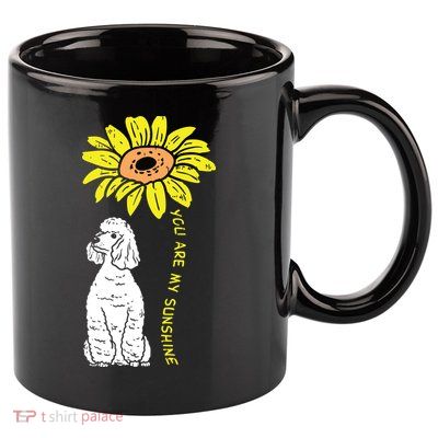 Sunflower Sunshine Poodle Dog Lover Owner Girls Women Gift 11oz C Handle Ceramic Mug
