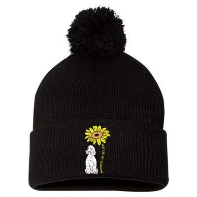 Sunflower Sunshine Poodle Dog Lover Owner Girls Women Gift Pom Pom 12in Knit Beanie