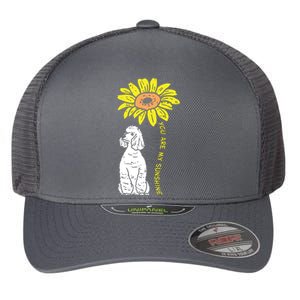 Sunflower Sunshine Poodle Dog Lover Owner Girls Women Gift Flexfit Unipanel Trucker Cap