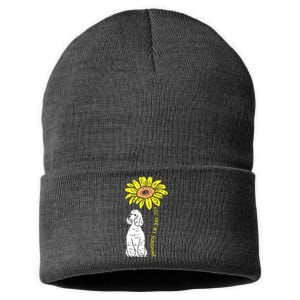 Sunflower Sunshine Poodle Dog Lover Owner Girls Women Gift Sustainable Knit Beanie