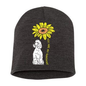 Sunflower Sunshine Poodle Dog Lover Owner Girls Women Gift Short Acrylic Beanie