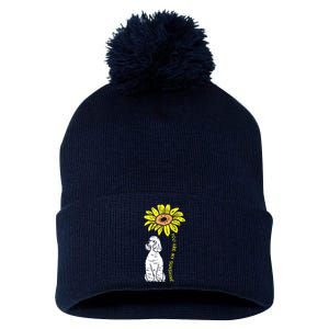 Sunflower Sunshine Poodle Dog Lover Owner Girls Women Gift Pom Pom 12in Knit Beanie