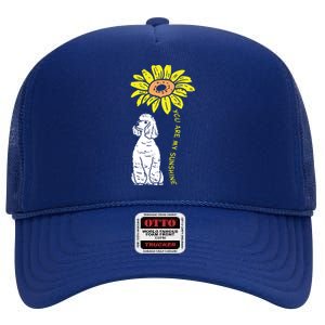 Sunflower Sunshine Poodle Dog Lover Owner Girls Women Gift High Crown Mesh Back Trucker Hat