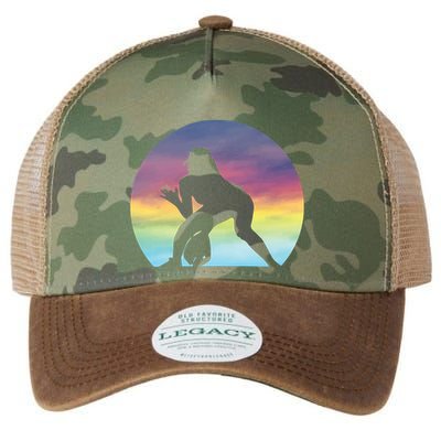 S Softball Player Silhouette Softball Lover Gift Legacy Tie Dye Trucker Hat