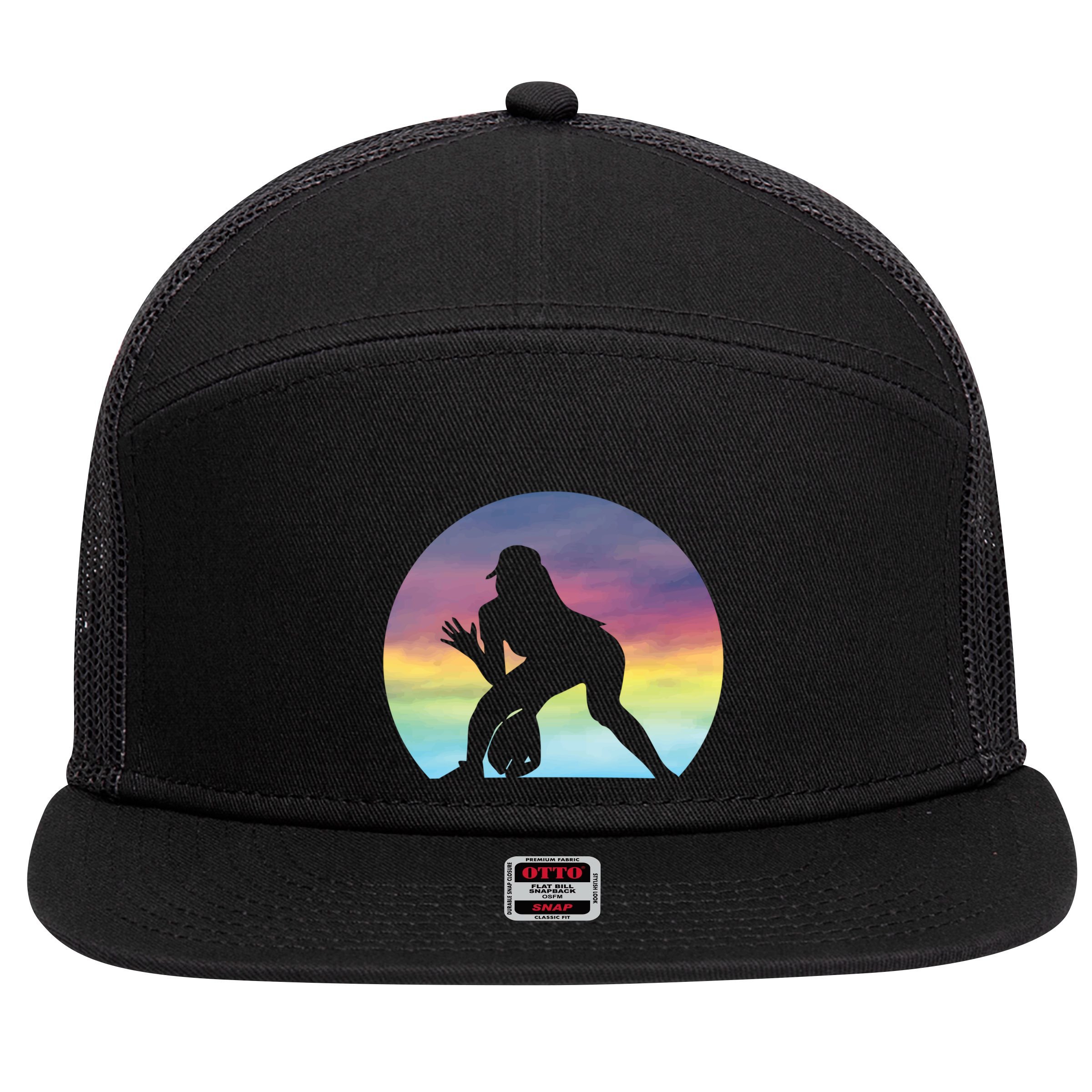 S Softball Player Silhouette Softball Lover Gift 7 Panel Mesh Trucker Snapback Hat