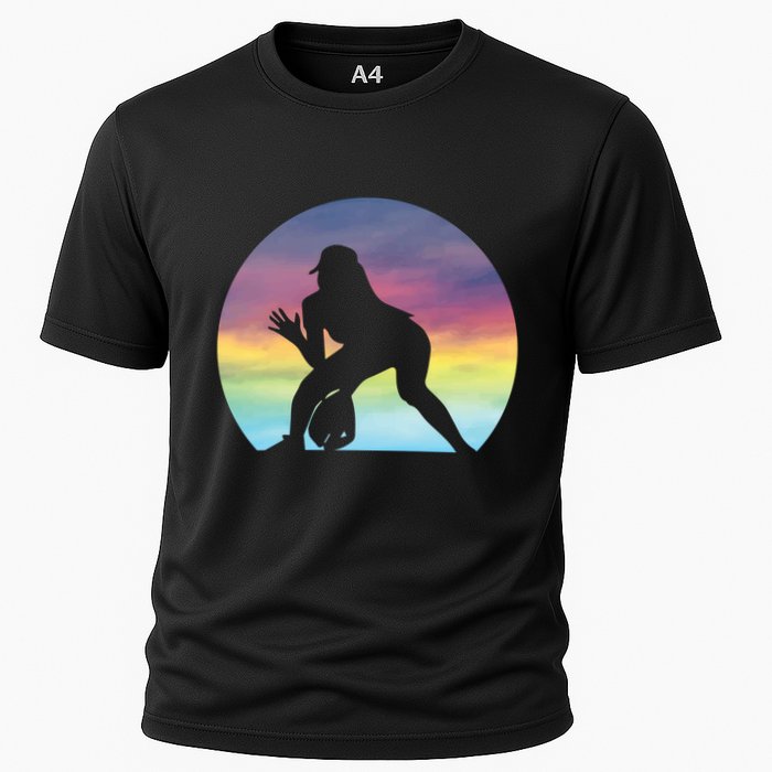 S Softball Player Silhouette Softball Lover Gift Cooling Performance Crew T-Shirt