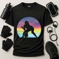 S Softball Player Silhouette Softball Lover Gift Cooling Performance Crew T-Shirt