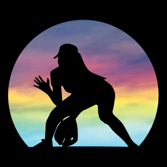 S Softball Player Silhouette Softball Lover Gift Cooling Performance Crew T-Shirt