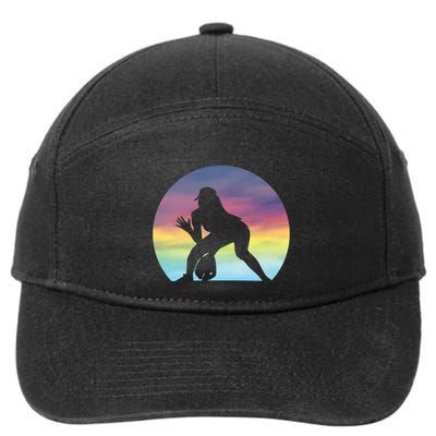 S Softball Player Silhouette Softball Lover Gift 7-Panel Snapback Hat