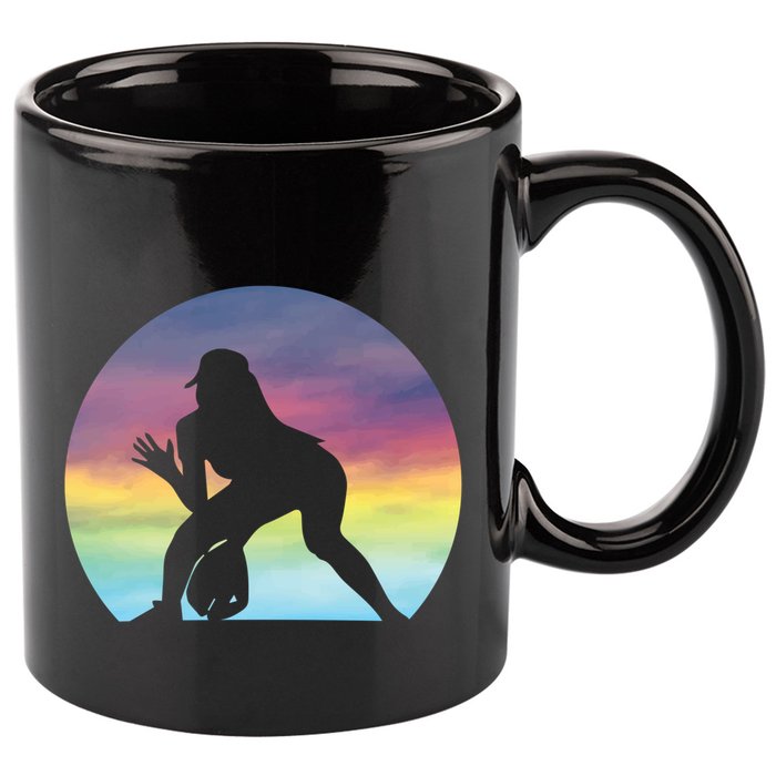 S Softball Player Silhouette Softball Lover Gift 11oz C Handle Ceramic Mug