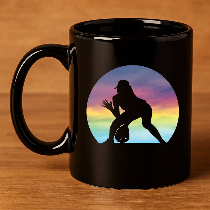 S Softball Player Silhouette Softball Lover Gift 11oz C Handle Ceramic Mug