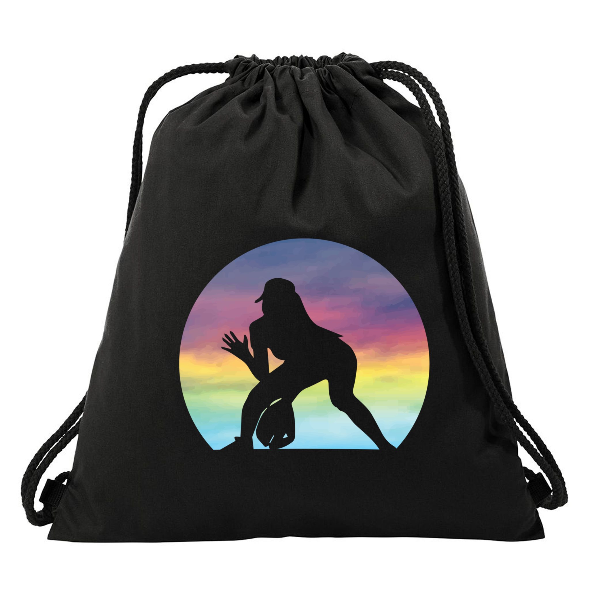 S Softball Player Silhouette Softball Lover Gift Drawstring Bag