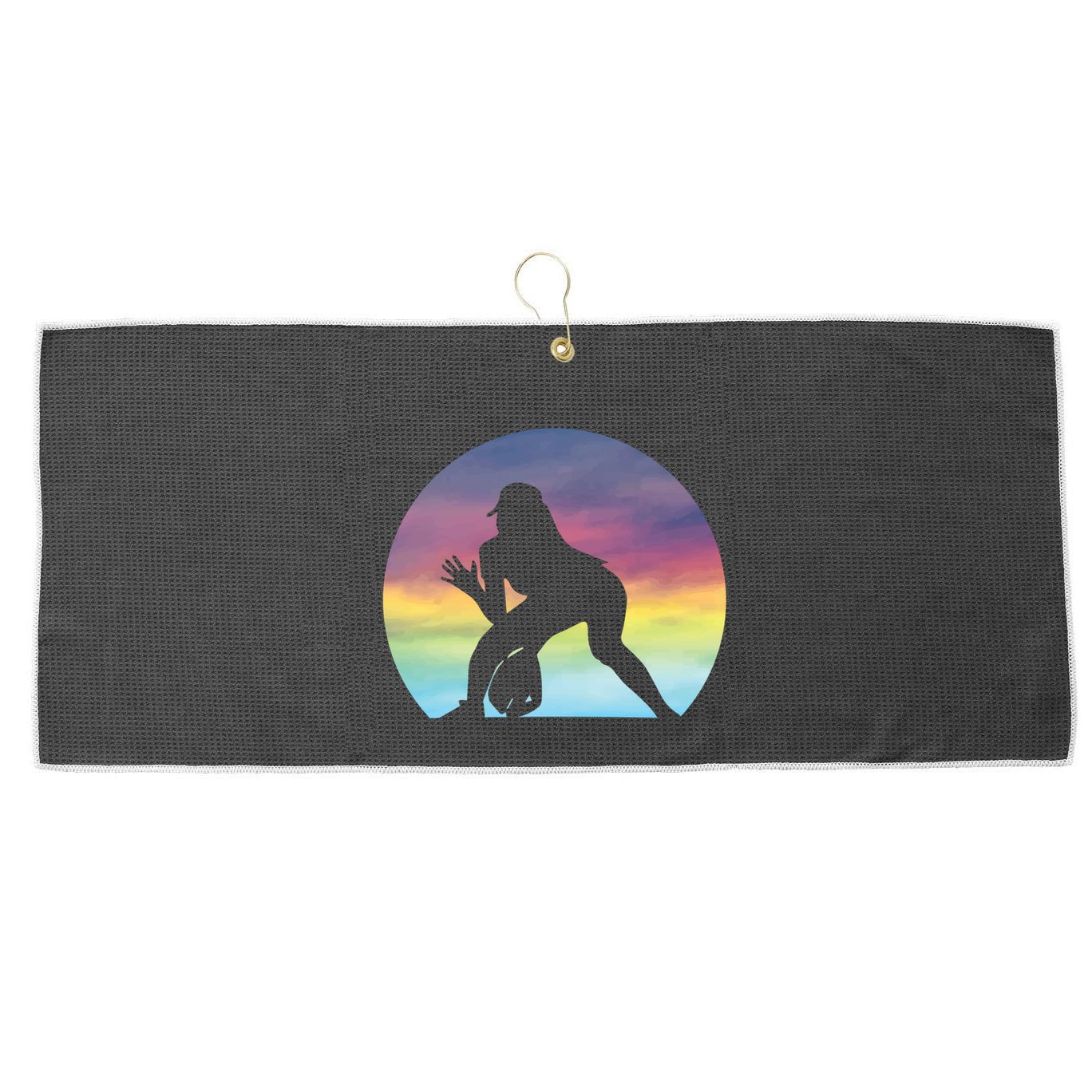 S Softball Player Silhouette Softball Lover Gift Large Microfiber Waffle Golf Towel