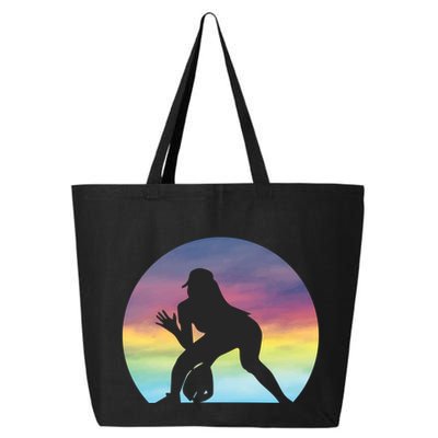 S Softball Player Silhouette Softball Lover Gift 25L Jumbo Tote