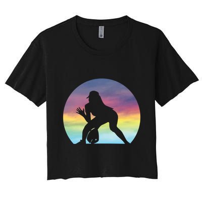 S Softball Player Silhouette Softball Lover Gift Crop Top