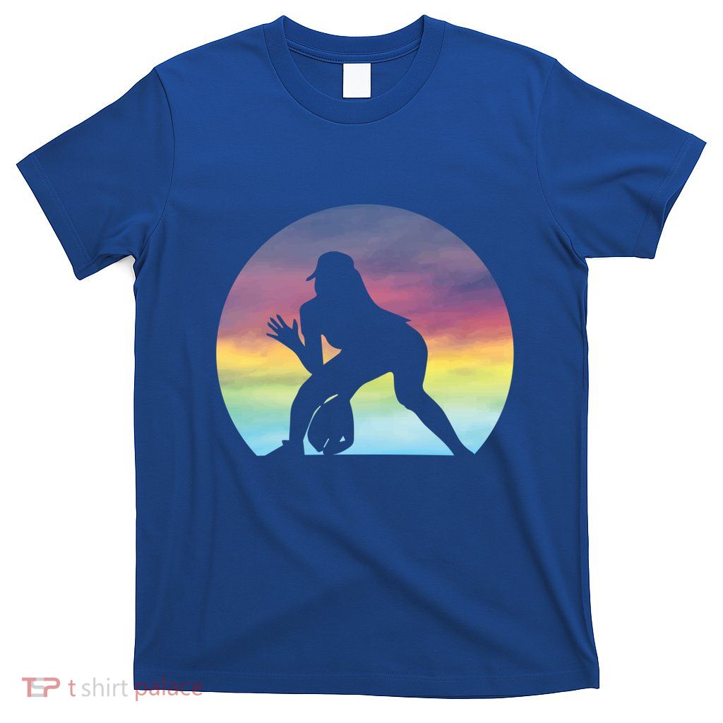 S Softball Player Silhouette Softball Lover Gift T-Shirt