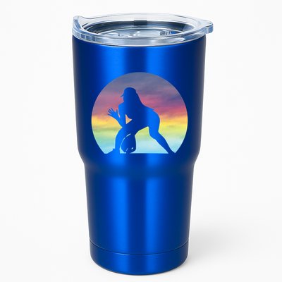 S Softball Player Silhouette Softball Lover Gift Tumbler