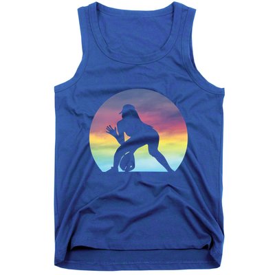 S Softball Player Silhouette Softball Lover Gift Tank Top