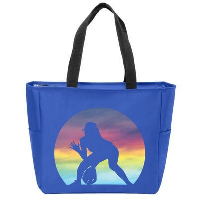 S Softball Player Silhouette Softball Lover Gift Zip Tote Bag