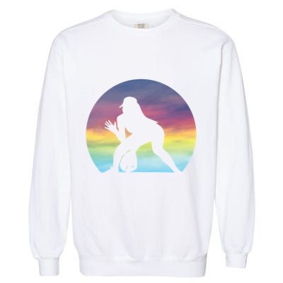 S Softball Player Silhouette Softball Lover Gift Garment-Dyed Sweatshirt