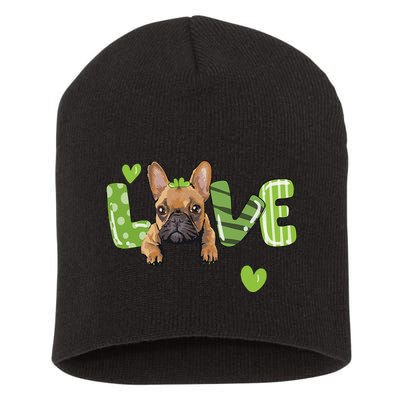Saint St. Patrick's Day Gift French Bulldog Frenchie Lovers Short Acrylic Beanie