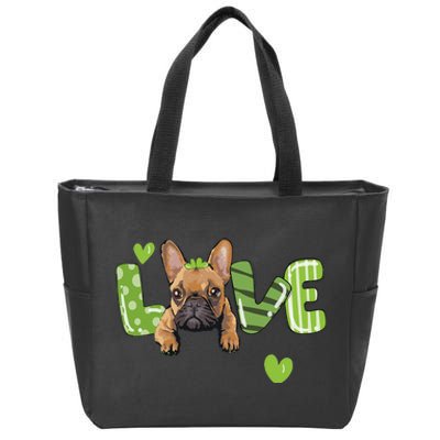 Saint St. Patrick's Day Gift French Bulldog Frenchie Lovers Zip Tote Bag