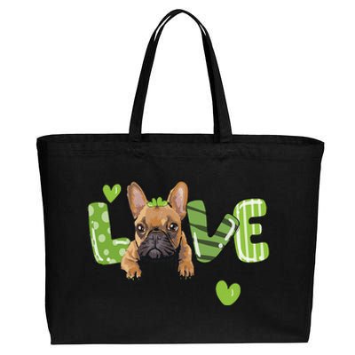 Saint St. Patrick's Day Gift French Bulldog Frenchie Lovers Cotton Canvas Jumbo Tote