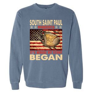 South Saint Paul Minnesota Usa Flag 4th Of July Cute Gift Garment-Dyed Sweatshirt