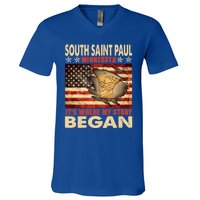 South Saint Paul Minnesota Usa Flag 4th Of July Cute Gift V-Neck T-Shirt