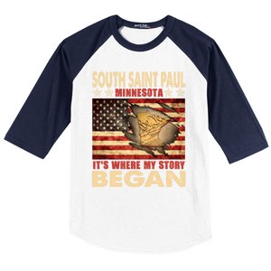 South Saint Paul Minnesota Usa Flag 4th Of July Cute Gift Baseball Sleeve Shirt