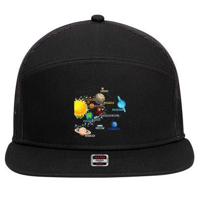 Solar System Planets Astronomy Space Science 7 Panel Mesh Trucker Snapback Hat